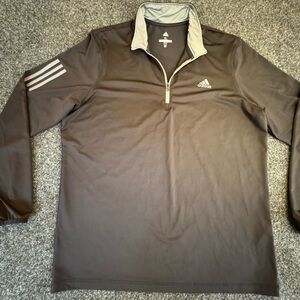adidas Black Golf Pullover with Light Gray Trim